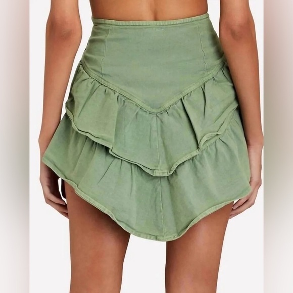Mother The Ruffle Mini Skirt in Loden Frost Women's 32 - Picture 2 of 13